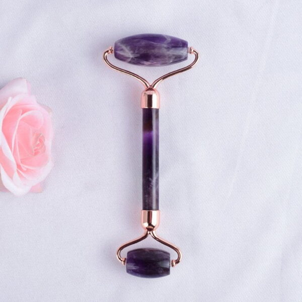 Double Head Amethyst Massage Roller With Butterfly Frame