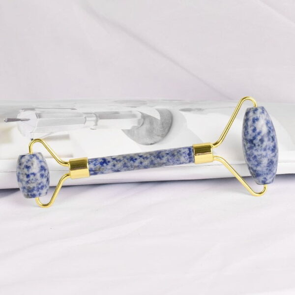 Double Head Blue Spot Jasper Face Massage Roller - Image 4