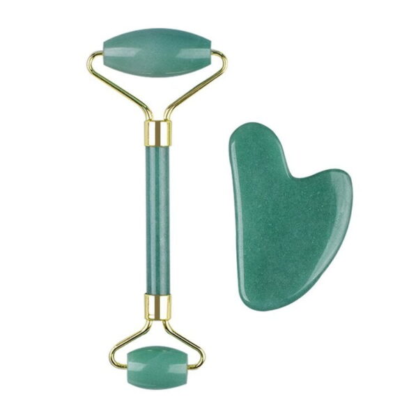 Natural Green Aventurine Roller Gua sha Massage Set