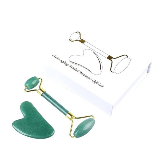 Natural Green Aventurine Roller Gua sha Massage Set - Image 4