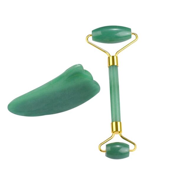 Natural Green Aventurine Roller and Horn Gua sha Massage Set - Image 3