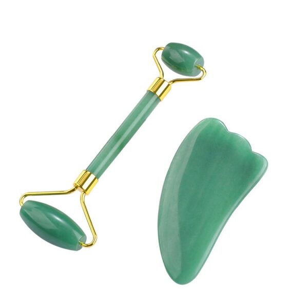 Natural Green Aventurine Roller and Horn Gua sha Massage Set - Image 4