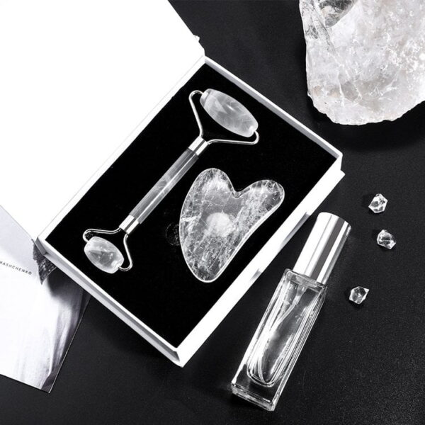 Rock Quartz Roller Guasha Set Acupuntura Therapy Back Head Foot Scraper